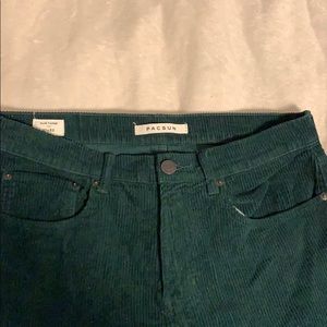 Pacsun slim taper 31x32 corduroy green jeans.